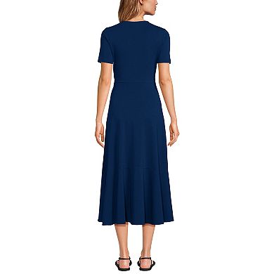 Women's Lands' End V-Neck Wrap Midi Dress