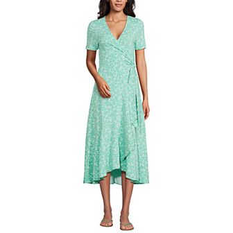 Women's Lands' End V-Neck Wrap Midi Dress