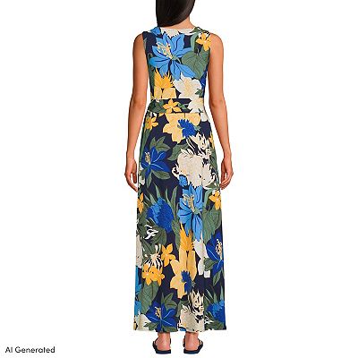 lands end maxi dress petite Women's Cotton Modal Twist Front Tiered Maxi Dress