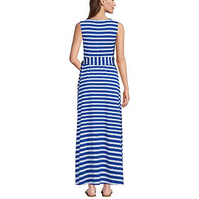 Women's Lands' End Cotton Modal Sleeveless Tie Waist Maxi Dress