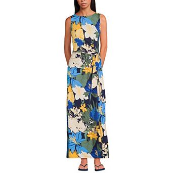 Women's Lands' End Cotton Modal Sleeveless Tie Waist Maxi Dress