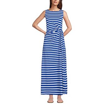 Women's Lands' End Cotton Modal Sleeveless Tie Waist Maxi Dress