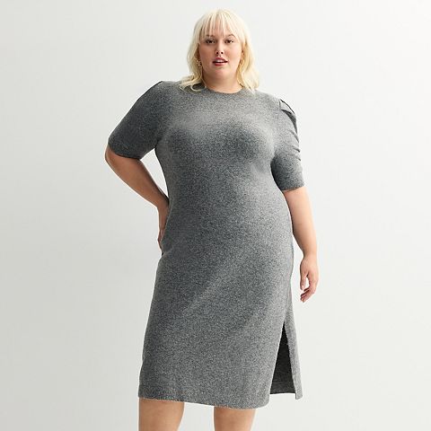 Женские платья Nine West Plus Size Nine West Ruched Elbow Sleeve Sweater Dress