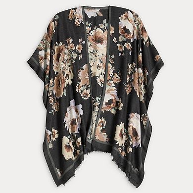 Women's Nine West Brushed Floral Printed Soft Ruana Topper