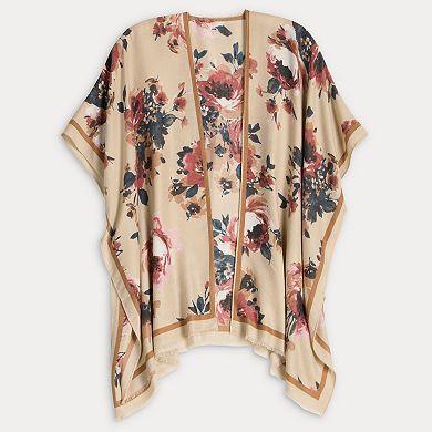 Women's Nine West Brushed Floral Printed Soft Ruana Topper