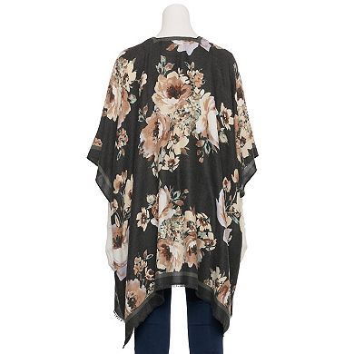 Women's Nine West Brushed Floral Printed Soft Ruana Topper