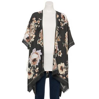 Women's Nine West Brushed Floral Printed Soft Ruana Topper