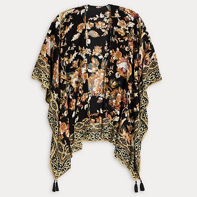 Women's Nine West Textured Floral Crinkle Viscose Ruana Topper