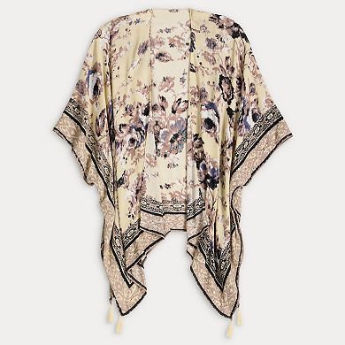 Women's Nine West Textured Floral Crinkle Viscose Ruana Topper