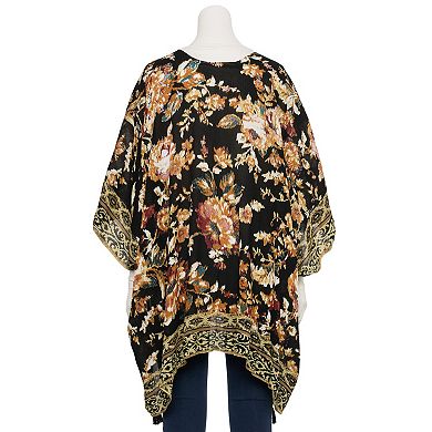Women's Nine West Textured Floral Crinkle Viscose Ruana Topper