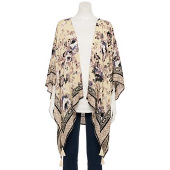 Women's Nine West Textured Floral Crinkle Viscose Ruana Topper