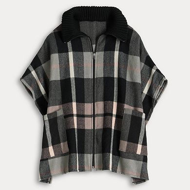 Women's Nine West Ribbed Collar Plaid Topper