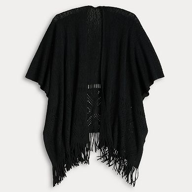 Women's Nine West Fair Isle Border Raschel Knit Sweater Ruana