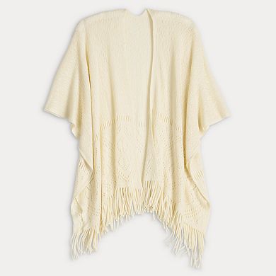 Women's Nine West Fair Isle Border Raschel Knit Sweater Ruana