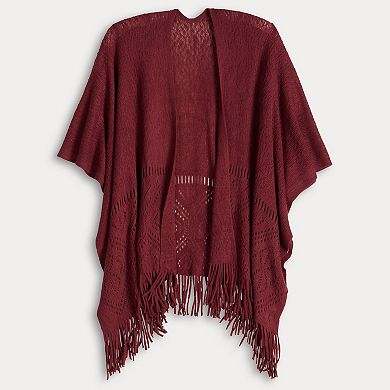 Women's Nine West Fair Isle Border Raschel Knit Sweater Ruana