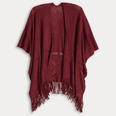 Women's Nine West Fair Isle Border Raschel Knit Sweater Ruana