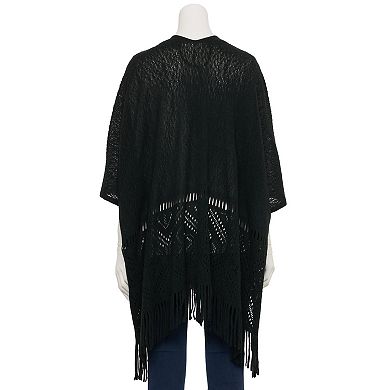 Women's Nine West Fair Isle Border Raschel Knit Sweater Ruana