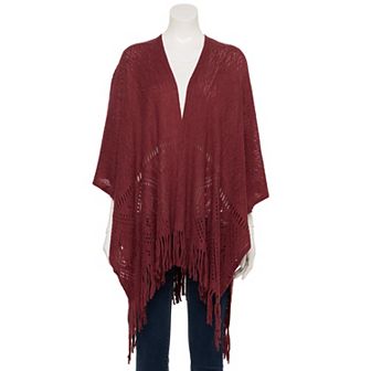 Women's Nine West Fair Isle Border Raschel Knit Sweater Ruana