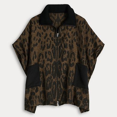 Women's Nine West Leopard Feather Soft Zip Topper