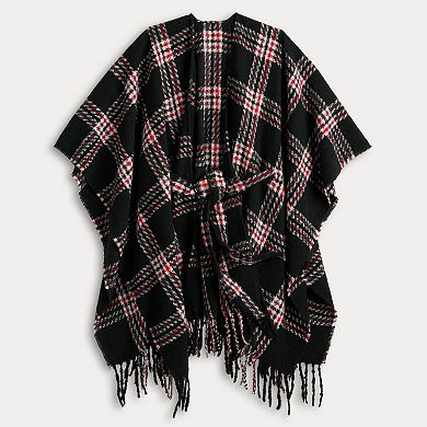 Women's Nine West Twill Plaid Belted Topper