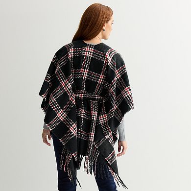 Women's Nine West Twill Plaid Belted Topper