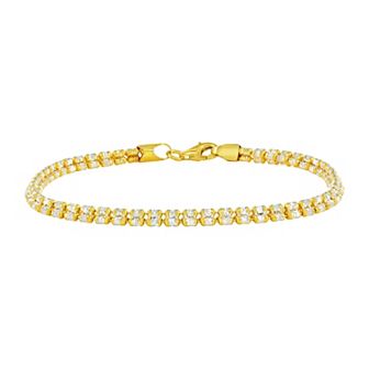 NYC Sterling Sterling Silver Two Tone 3 mm Ice Chain Bracelet