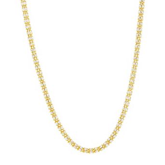 NYC Sterling Sterling Silver Two Tone 3 mm Ice Chain Necklace