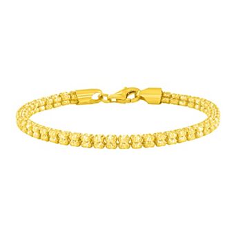 NYC Sterling 14k Gold Over Sterling Silver 4 mm Ice Chain Bracelet
