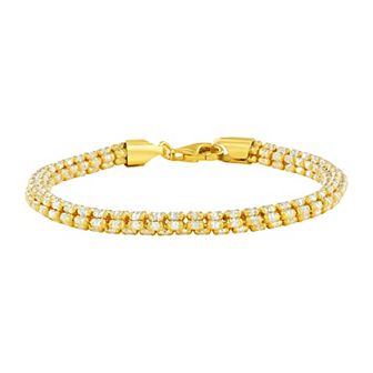 NYC Sterling 5 mm Sterling Silver Two Tone Ice Chain Bracelet