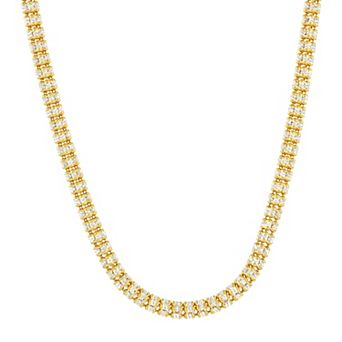 NYC Sterling 5 mm Sterling Silver Two Tone Ice Chain Necklace