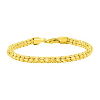 NYC Sterling 5 mm Sterling Silver Gold Tone Plated Ice Chain Bracelet