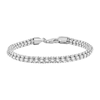 NYC Sterling 5 mm Sterling Silver Rhodium Plated Ice Chain Bracelet