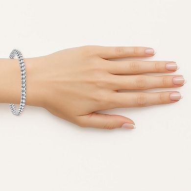 NYC Sterling 5 mm Sterling Silver Rhodium Plated Ice Chain Bracelet