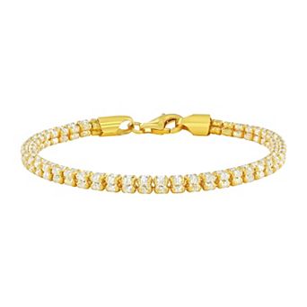 NYC Sterling 4 mm Sterling Silver Two Tone Ice Chain Bracelet