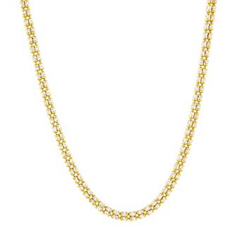NYC Sterling 4 mm Sterling Silver Two Tone Ice Chain Necklace