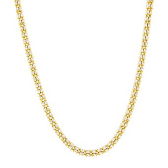 NYC Sterling 4 mm Sterling Silver Two Tone Ice Chain Necklace