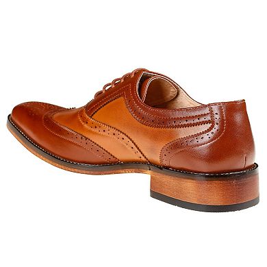 Gino Vitale Mens Two Tone Wing Tip Oxford Dress Shoes