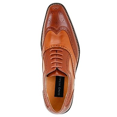 Gino Vitale Mens Two Tone Wing Tip Oxford Dress Shoes