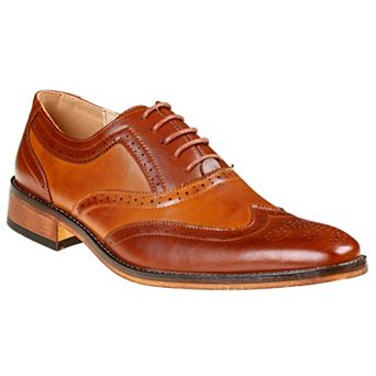 Gino Vitale Mens Two Tone Wing Tip Oxford Dress Shoes