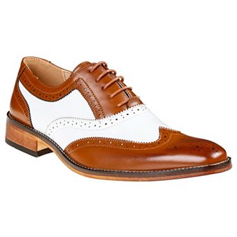 Gino Vitale Mens Two Tone Wing Tip Oxford Dress Shoes