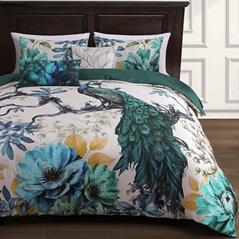 Bebejan Peacock Jardin 100% Cotton Sateen 5 pc Reversible Comforter Set