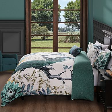 Bebejan Peacock Jardin 100% Cotton Sateen 5 Piece Reversible Comforter Set