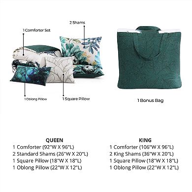 Bebejan Peacock Jardin 100% Cotton Sateen 5 Piece Reversible Comforter Set