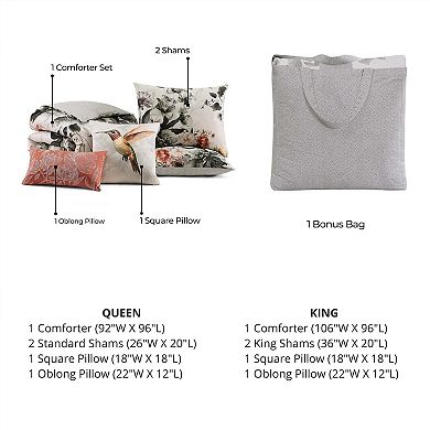 Bebejan Vintage Bloom 100% Cotton Sateen 5 Piece Reversible Comforter Set