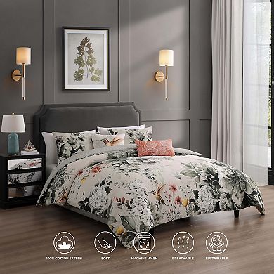 Bebejan Vintage Bloom 100% Cotton Sateen 5 Piece Reversible Comforter Set