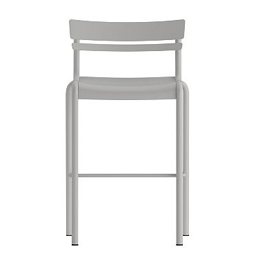Emma And Oliver Rennes Set of 4 Armless Powder Coated Steel Stool For Indoor-outdoor Use