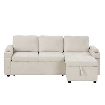 Merax 83.5" L-shaped Sofa Couch Convertible Sofa Bed Sectional Sofa with Ample Storage Space