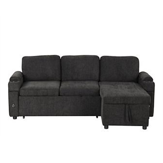 Merax 83.5" L-shaped Sofa Couch Convertible Sofa Bed Sectional Sofa with Ample Storage Space