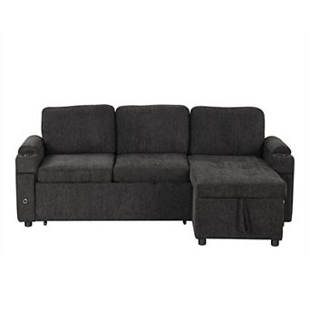 Merax 83.5" L-shaped Sofa Couch Convertible Sofa Bed Sectional Sofa with Ample Storage Space