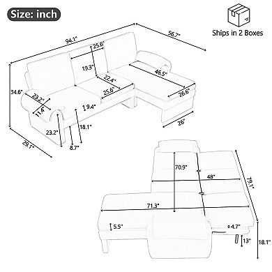 Merax 94.1" Convertible Futon Sofa Bed Futon Sofa